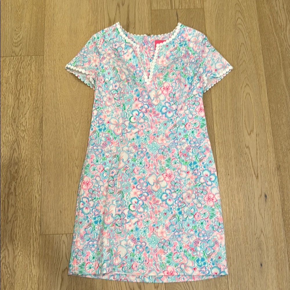 Lilly Pulitzer Pink Sheath Mini Dress V-Neck Raglan